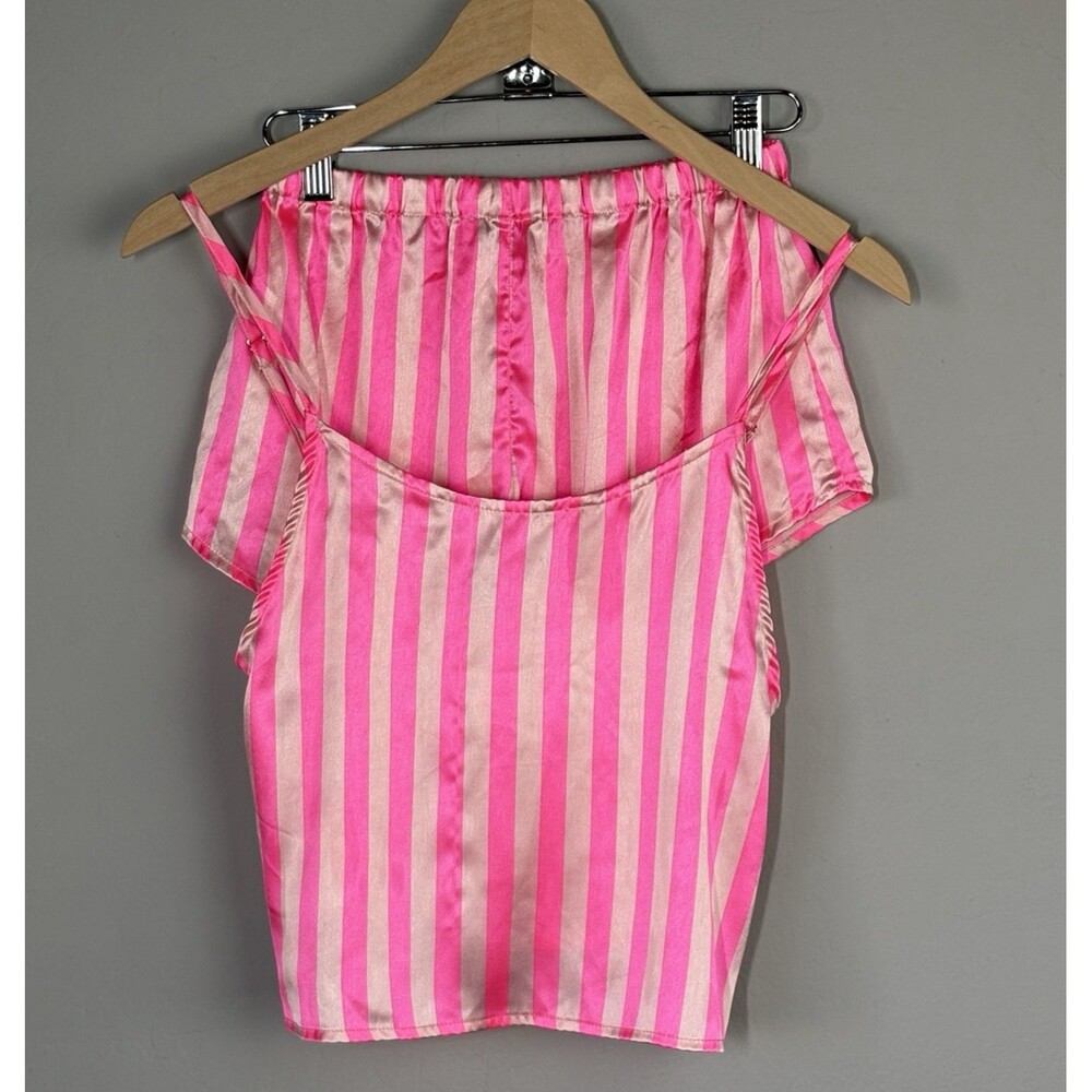 Brave Soul London Cami Shorts PJs Set Womens M Pink Stripes Satin VS Angelcore